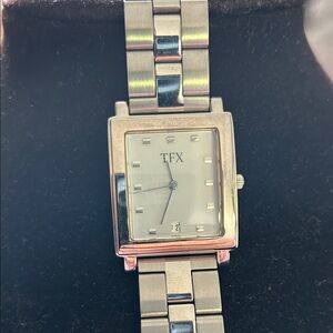 TFX  Bulova Stainless Steel Square Face Watch - Silver 3.5 inch band on 2 sides
